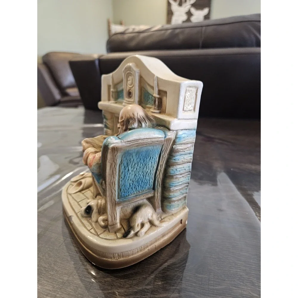 G.S. Allen Old Man Reading By Fireplace ChalkWare One Bookend